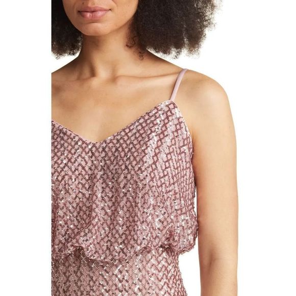 Vince camuto pink Sequin Blouson Sheath Dress - Picture 5 of 15